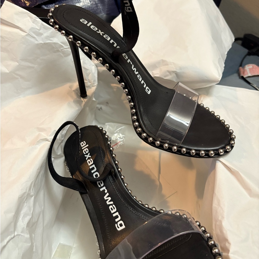 Alexander Wang Black and Silver Studded Heels